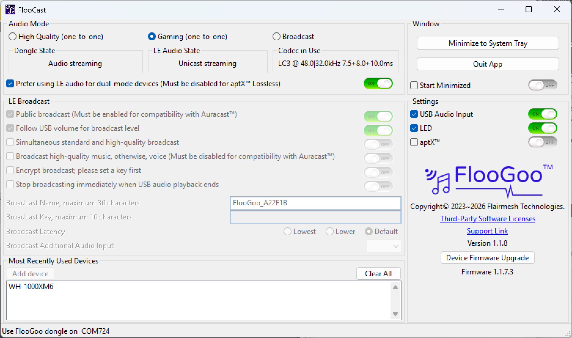 FMA121 Streams Low-Latency Two-Way LC3 Audio to Sony WH-1000XM6