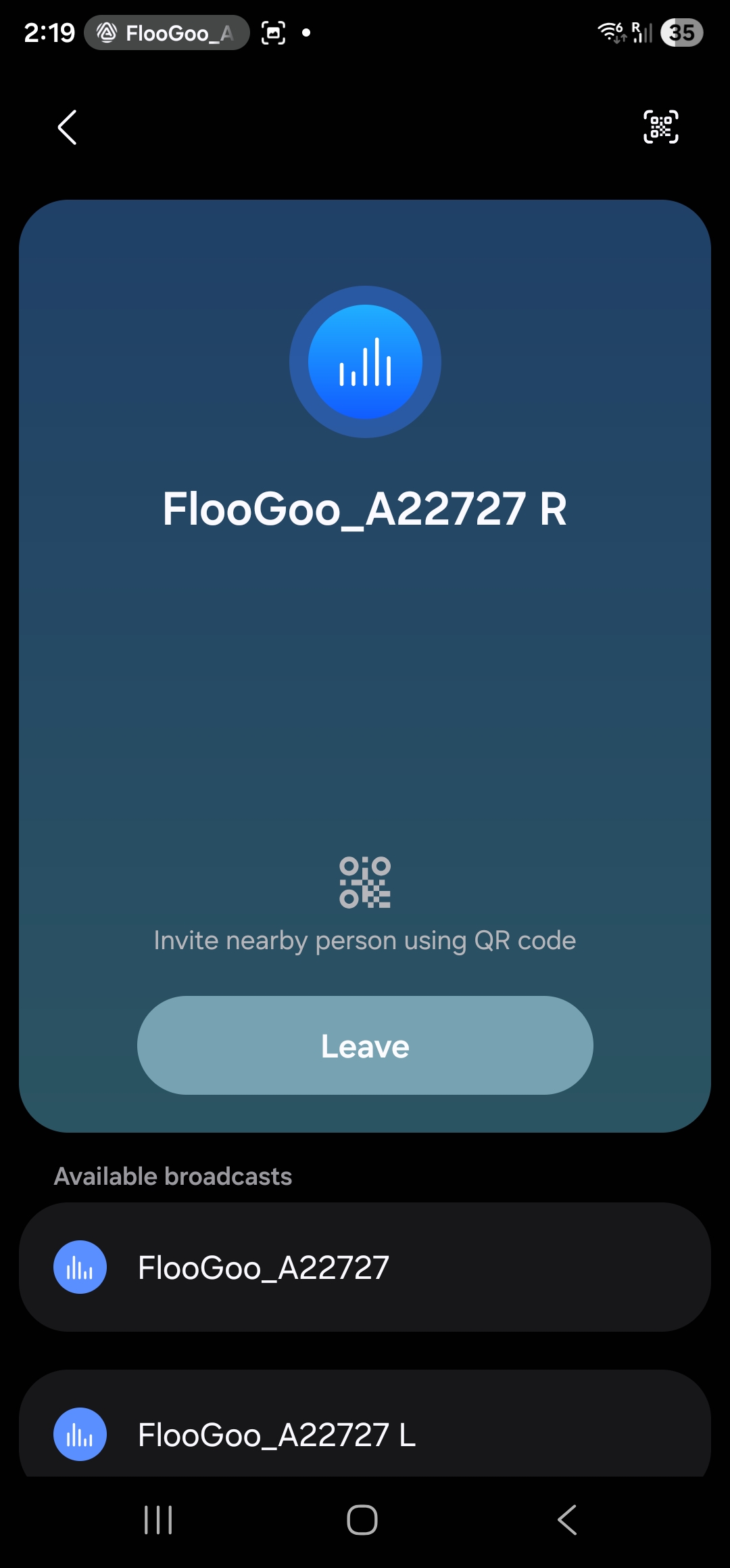 True Wireless Stereo Auracast Detected on a Samsung Phone